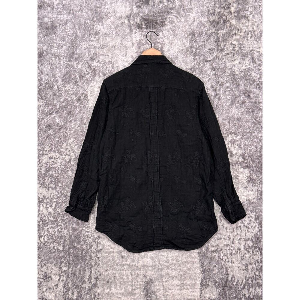 CP Shades Tunic Shirt Small Womens Black Button Up Long Sleeve Embroidered - Picture 3 of 8